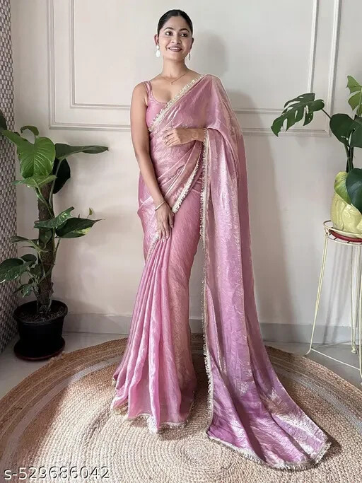 Women'S Art Silk Floral Brown Saree For Women With Blouse Piece