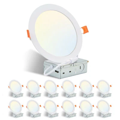 ARLGSITE 12 Pack 6 Inch 5CCT LED Recessed Ceiling Dimmable Panel Light with Junction Box