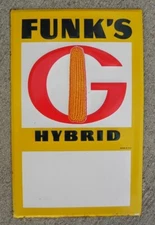 Original Vintage FUNK'S G Hybrid Seed Corn Embossed 10"x16" Metal Sign