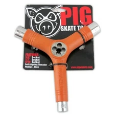 PIG SKATEBOARD TOOL All in One Tri Socket Orange WITH THREADER Skate Longboard