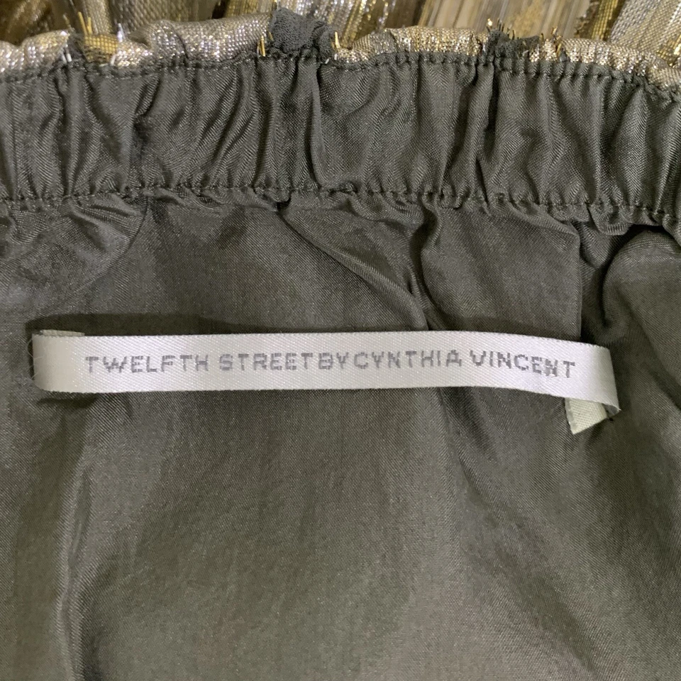 Mini Vestido de Fiesta Twelfth Street Cynthia Vincent 2 Mezcla de Seda Metálica Dorada Foto 4 de 4