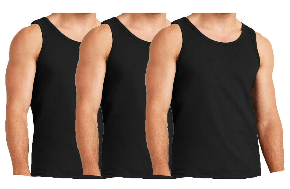 KING ICE/UB COLLECTION/PAYDEN 3 X BIG Sizes Men Black Vests 100% Cotton Summer Gym Training Tank Tops