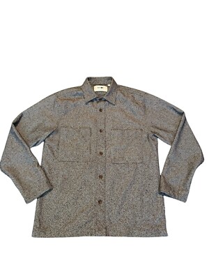 NN07 No Nationality Frode Polyester Blend Overshirt Size M Dark Brown Blue