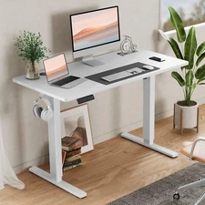 24x40 Inches Standing Desk Adjustable Height with Cable Management White