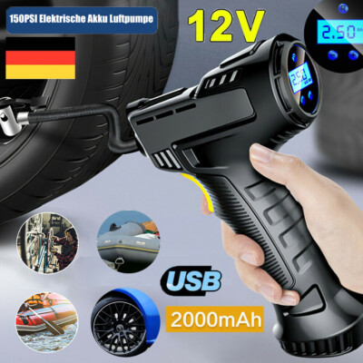 Elektrische Akku Luftpumpe 150 PSI Auto Reifen Druckluft Fahrrad Kompressor 12V