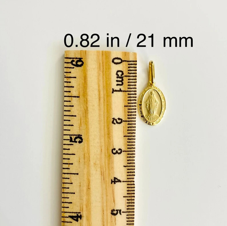Solid 14K Yellow Gold Virgin Mary Miraculous Milagrosa Medal Pendant ...
