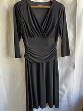 Nine West True Black Knit 3/4 Sleeve Ruched Waist Dress Women’s Sz 6