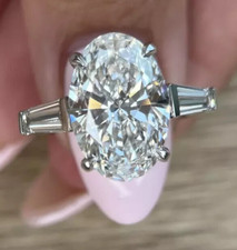 10.70 Ct Lab Grown F VS1 Platinum Oval Diamond Engagement Ring IGI Certified