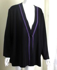 Exclusively Misook Sz 3x Black W/ Purple Acrylic Knit One-button Blazer Jacket