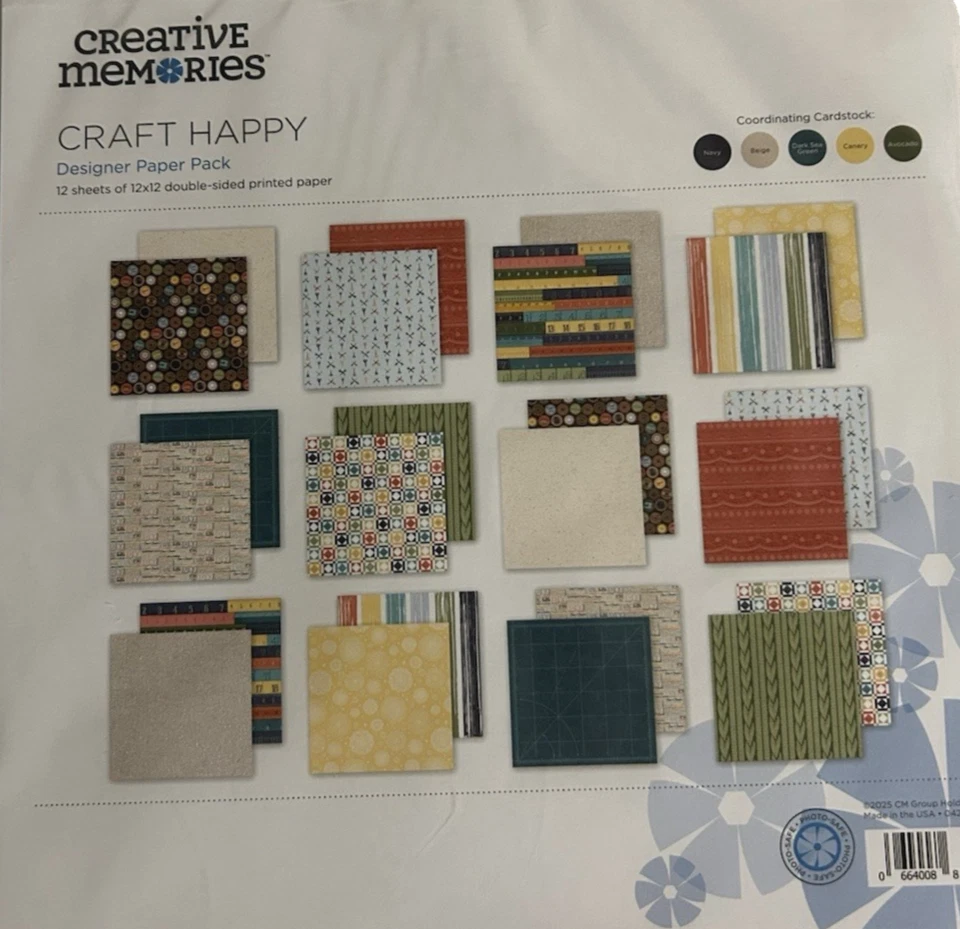 Nuevo álbum Creative Memories 12x12 en juego de portada artesanal feliz, lote de paquetes de papel Foto 2 de 4