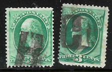 Collection Diff LETTER H Fancy Cancel 3 Cent Washington Banknote 1871-83 US11A46