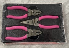 New Snap-on Tools Usa Electric Pink 3pc 4 Mini Slip Joint Pliers Set Pl344bcfep