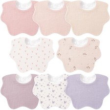 Baby Bibs for Drooling  Teething 8 Pack Muslin Cotton Soft Absorbent Adjusta...