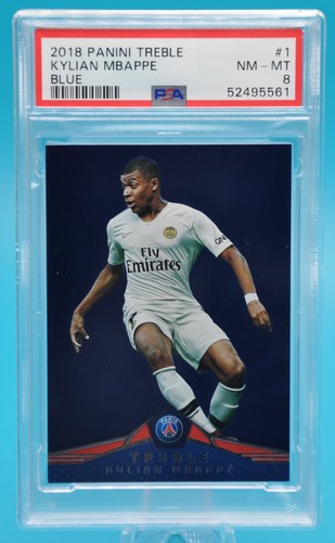 2018-19 Panini Treble Kylian Mbappe Blue /75 PSA 8 NMMT #1 Tough Grade Rare!