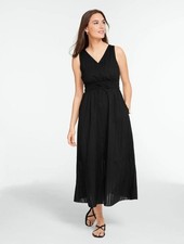 Talbots Dress Women's Black Dobby Stripe Fit & Flare Dress, Midi, NWT Size 12
