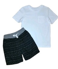 5T Cat Jack Slip On Black Aztec Designed Shorts Pocket Front Tshirt Outfit