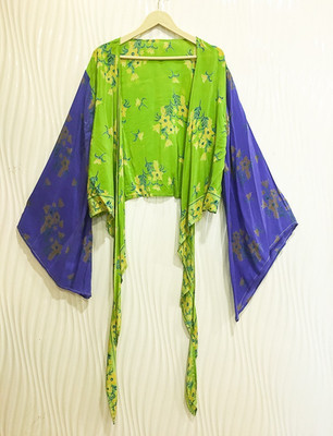 Seide Wickel Top Krawatte Bluse Boho Crop Tops Kleid Mädchen Frau Kleidung...