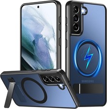 Samsung Galaxy S21 Case with Stand, Magnetic Shockproof Translucent Matte Cover