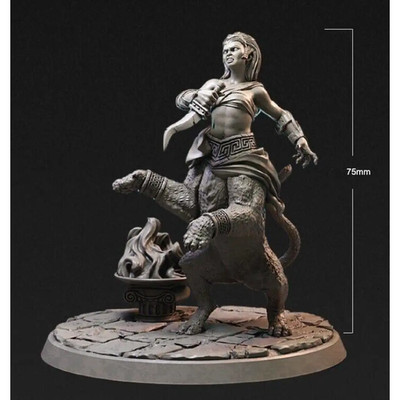 1/24 75mm 3D Print Model Kit Beautiful Girl Mythical Creature Unpainted