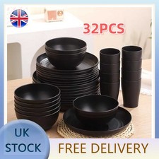 32-Piece PP Dinner Plate & Cutlery Set, Plastic Tableware for Parties/ Daily Use