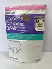 3 NIP Vintage 70s JC Penney Womens Combed Cotton Briefs Panties Size 40 Band Leg