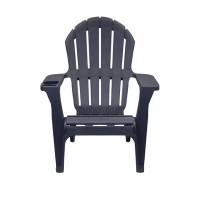 Midnight Blue Plastic Adirondack Chair with Cup and Phone Holder