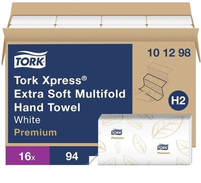 Tork 101298 2-Ply Xpress Extra Soft Multifold Towel White H2 (16/Carton)