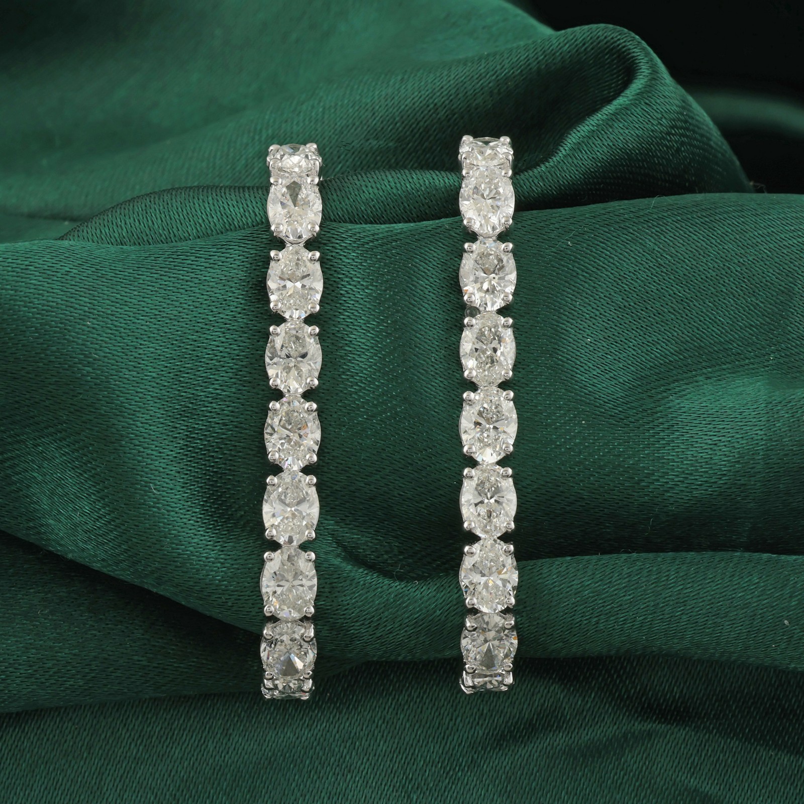 8.64 Tcw Natural Oval Diamond Hoop Earrings 18K White Gold HRD image 6