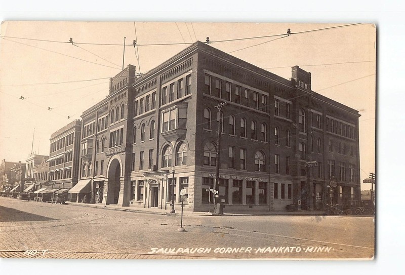 Mankato Minnesota MN RPPC Real Photo 1926 Saulpaugh Corner Street Scene