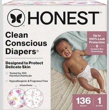 The Honest 136 Diapers for Sensitive Skin Size 1 8  14 lbs  pink