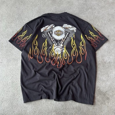 トップス HARLEY DAVIDSON FIRE FLAME L/S Tee xl HARLEY DAVIDSON