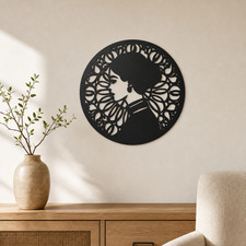 Spanish Woman Wall Art   Circle Frame Profile Portrait  2 Sizes