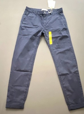 PULL&BEAR Denim Blue Slim Tapered Chino Pants 26W Pockets Basic Collection NWT