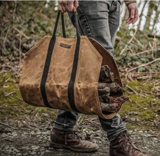 READYWARES Waxed Canvas Firewood Log Carrier Heavy Duty Classic Durable Tan NWT