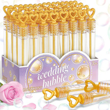 32 Pcs Mini Gold Heart Bubble Wands for Weddings, Parties Celebrations