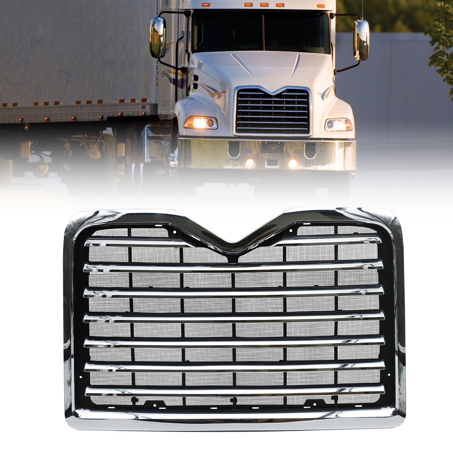 Mack Vision Pinnacle Grille w/ Bugscreen CX CXU 02-16 Chrome 25166278 6MF580M