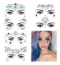 Face Gems, Mermaid Face Jewels Stick On, 6 Sets