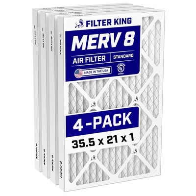 Filter King 35.5x21x1 Air Filter 4-PACK MERV 8 Actual Size 35.5 x 21 x .75''