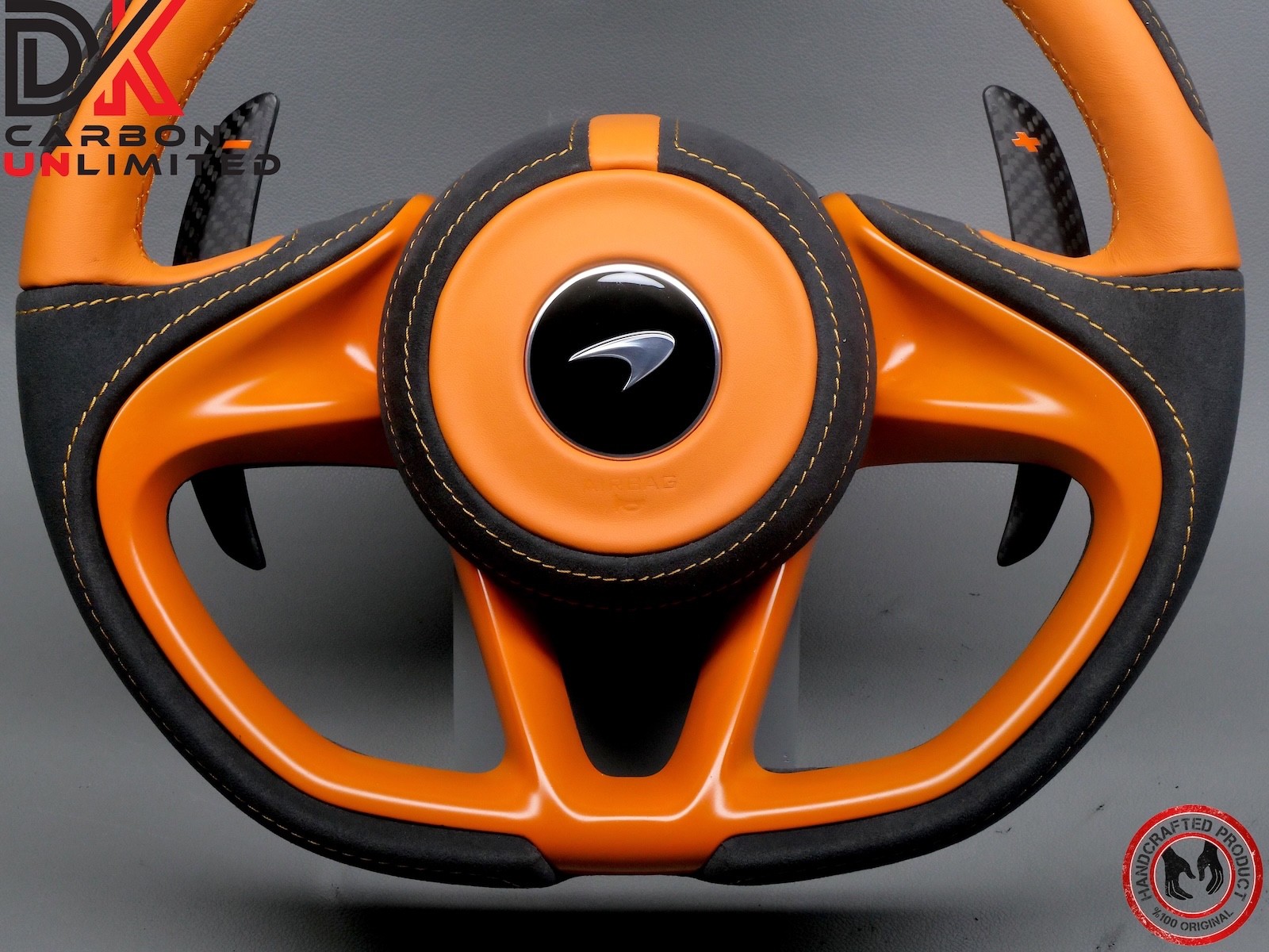 McLaren 750S 720S 765LT Alcantara Orange MSO Weave Matte Carbon Steering Wheel