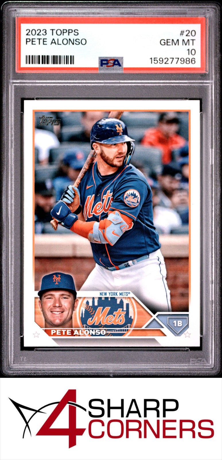 2023 TOPPS #20 PETE ALONSO METS PSA 10 view 1