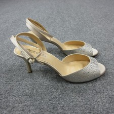 Badgley Mischka Zoelle Shoes Womens Size 11 Champagne Rhinestone Slingback Heels