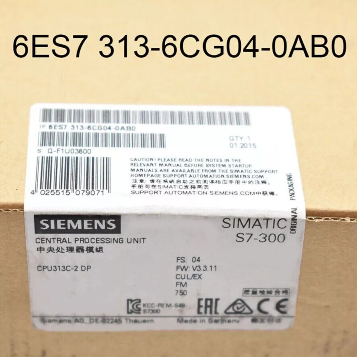 New Siemens 6ES7 313-6CG04-0AB0 6ES7313-6CG04-0AB0 SIMATIC S7-300