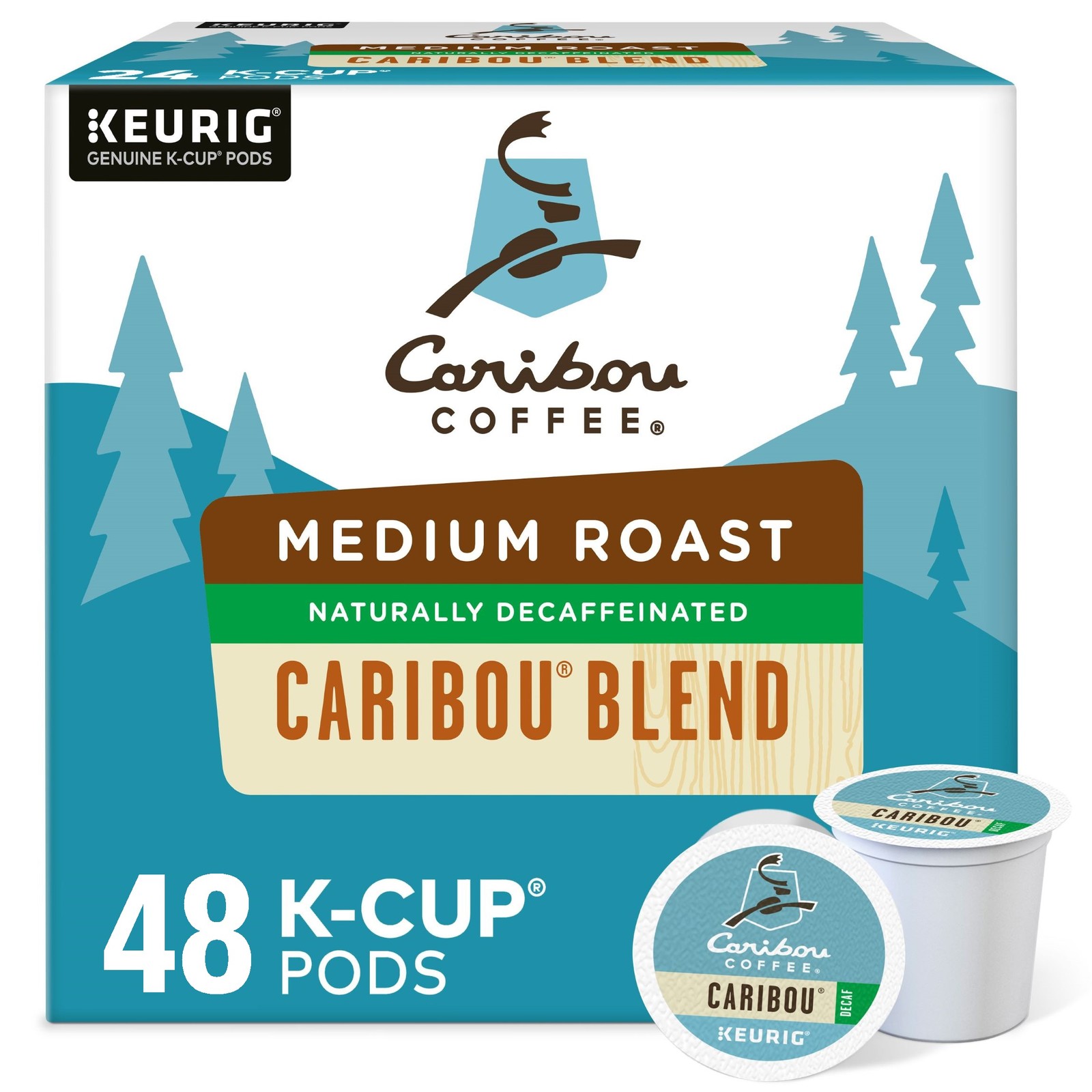 Caribou Blend Decaf Coffee K-Cups, Medium Roast, 48 Count