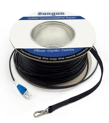 400ft Uniboot LC to LC Outdoor Armored Fiber Patch Cable with Pulling Eye,...