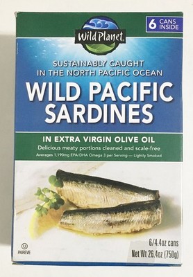 Wild Planet Wild Pacific Sardines in Extra Virgin Olive Oil 4.375 Ozs. Pack of