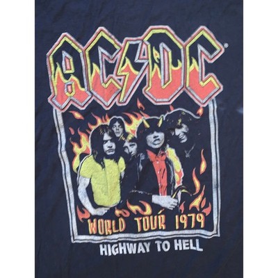 AC DC Highway To Hell 1979 World Tour T Shirt Large Navy Rock Tee