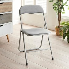 Grey Velvet Folding Chair – Modern Padded Seat for Home, Office, Wedding & Event