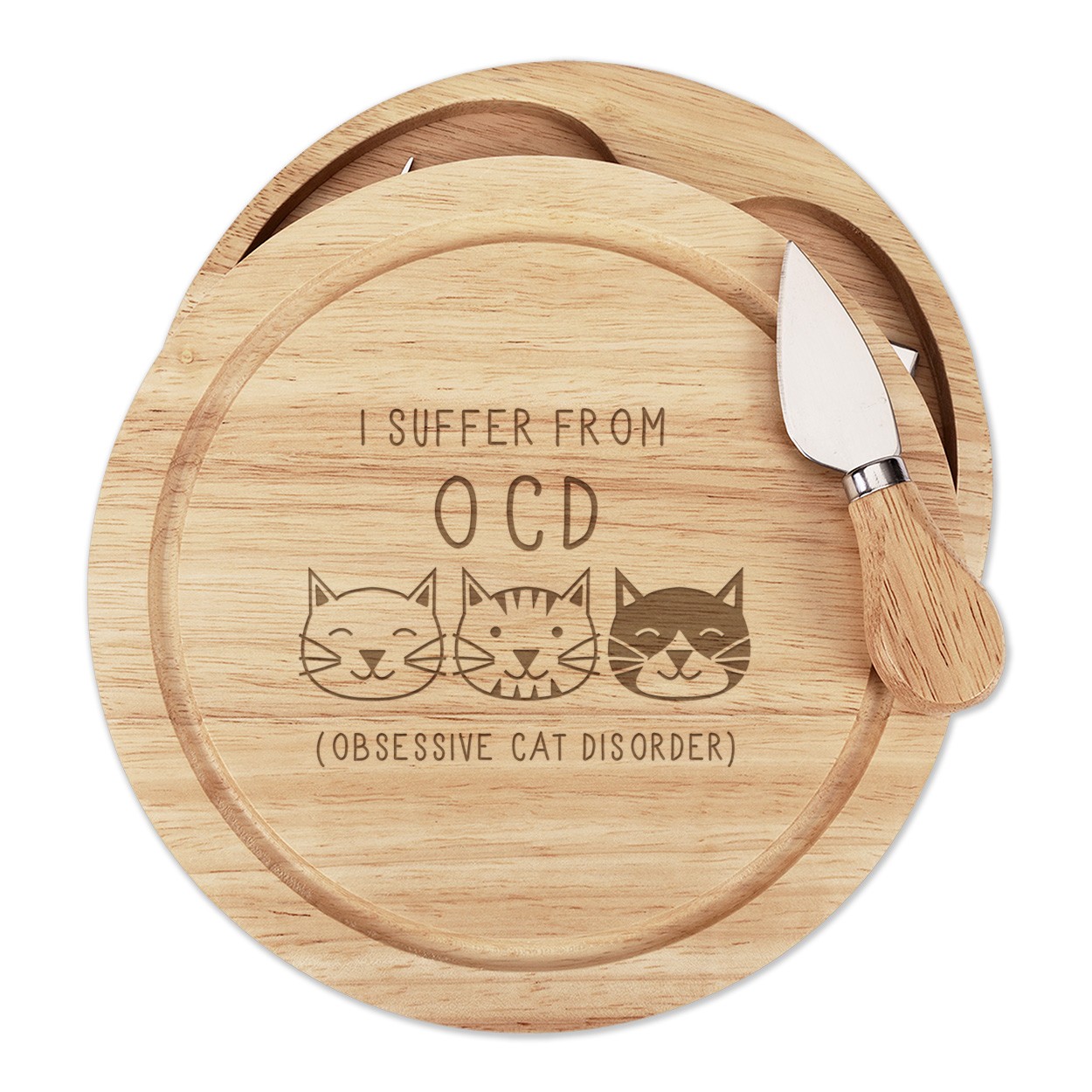 I Suffer From Obsessive Cat Disorder OCD Cheese Board Knife Set