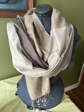 Tan Beige Silk Scarf Large Shawl Wrap Pashmina Headscarf 72 X 26