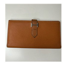 Hermes Bearn Classic Long Wallet Cognac Brown Epsom Leather Palladium France